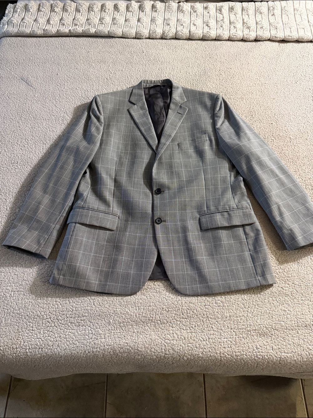 Brooks Brothers Light Gray 100% Wool Windowpane Sport Coat Academia 46R